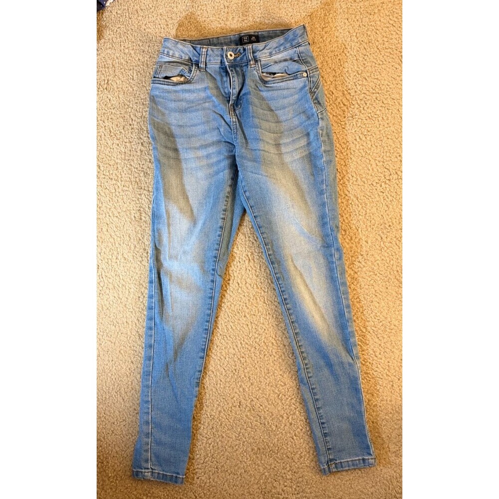 DN MX Size 28 Medium Wash Whisker Fade Stretch Skinny Jeans